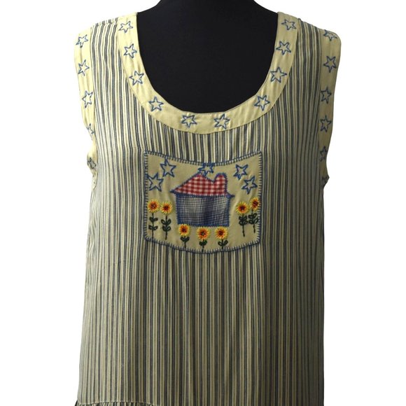 Vintage Papy Boez Dress Jumper Womens M L Emboirdered Midi Cottagecore Modest - Picture 2 of 9